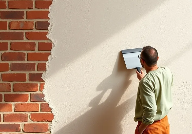 Application d'un enduit décoratif à la lisseuse sur un mur