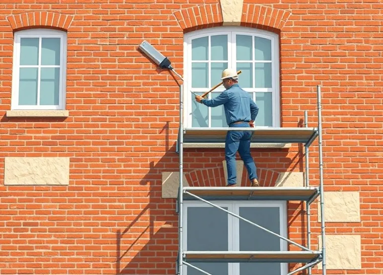Ravalement de façade en pierre, nettoyage et application d'enduit